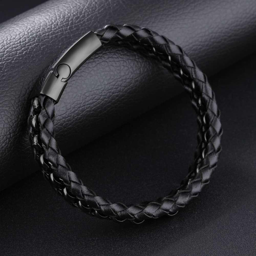 Stainless Steel Bracelet For Men - Leather Bracelet For Men - Fashion Jewelry For Men - Accessories For Boys - Gift For Men - Chain Style Bracelet - Personalized Jewel