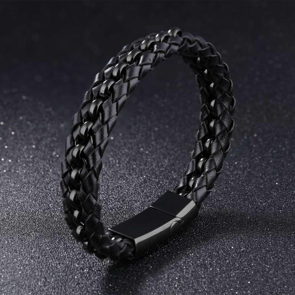 Stainless Steel Bracelet For Men - Leather Bracelet For Men - Fashion Jewelry For Men - Accessories For Boys - Gift For Men - Chain Style Bracelet - Personalized Jewel