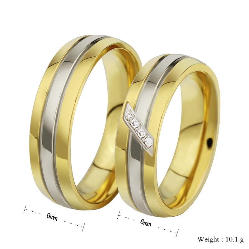 Stainless Steel Fashionable Couple Ring with Gold Color, Perfect Jewelry Gift for Both Men & Women - Personalized Jewel