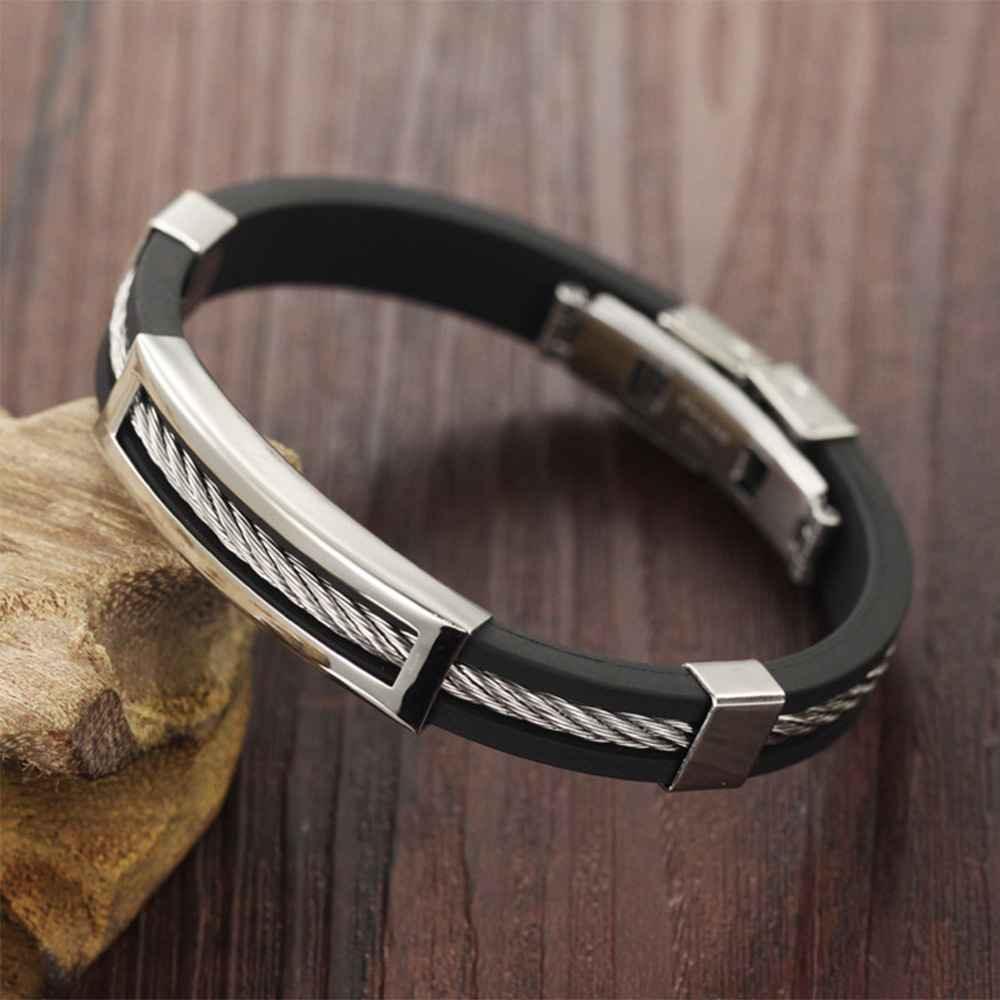 Stainless Steel Men Jewelry - Silicone Bracelets for Men - Leather Special Mens Bracelet - Accessories for Boys - Personalized Jewel