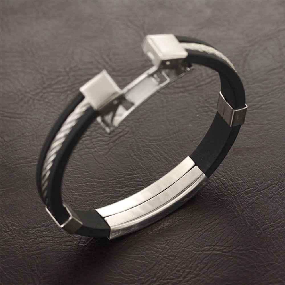 Stainless Steel Men Jewelry - Silicone Bracelets for Men - Leather Special Mens Bracelet - Accessories for Boys - Personalized Jewel