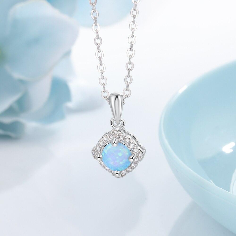 Statement Silver Jewellery, Blue Opal and Stone Studded Silver Necklace, Wedding Jewellery for Women, 925 Sterling Silver Jewellery - Personalized Jewel