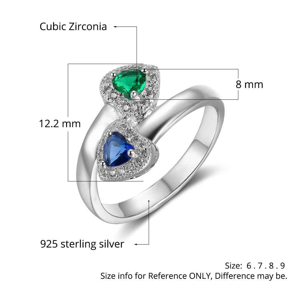 Sterling Silver Birthstone Engraved Ring for Women- Engagement Ring for Women- Love Heart Stone Engraved Jewelry for Women - Personalized Jewel