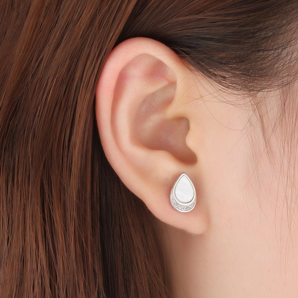 Sterling Silver Drop In The Ocean Earring Water Drop Ear Stud - Personalized Jewel