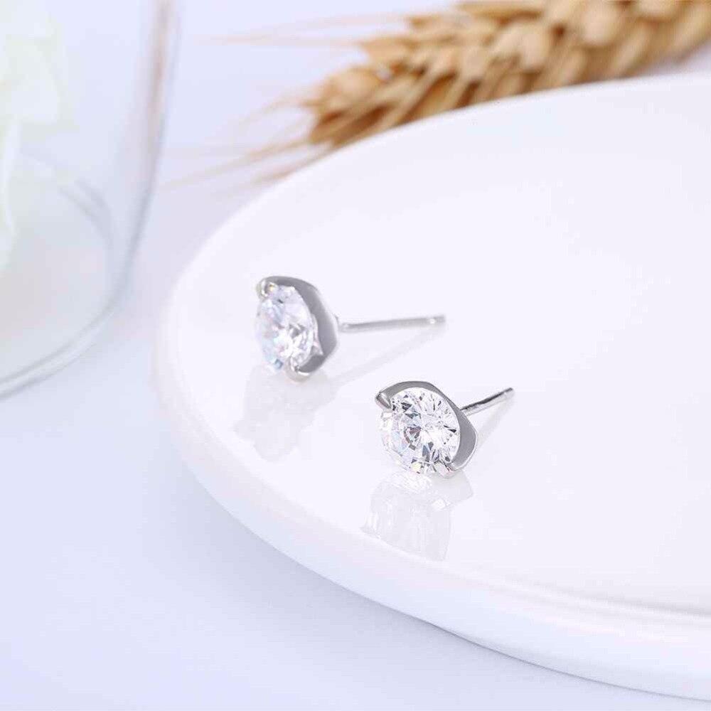 Sterling Silver Earrings for Women- Round Cubic Zirconia Earrings for Women- Party Accessories for Women - Personalized Jewel