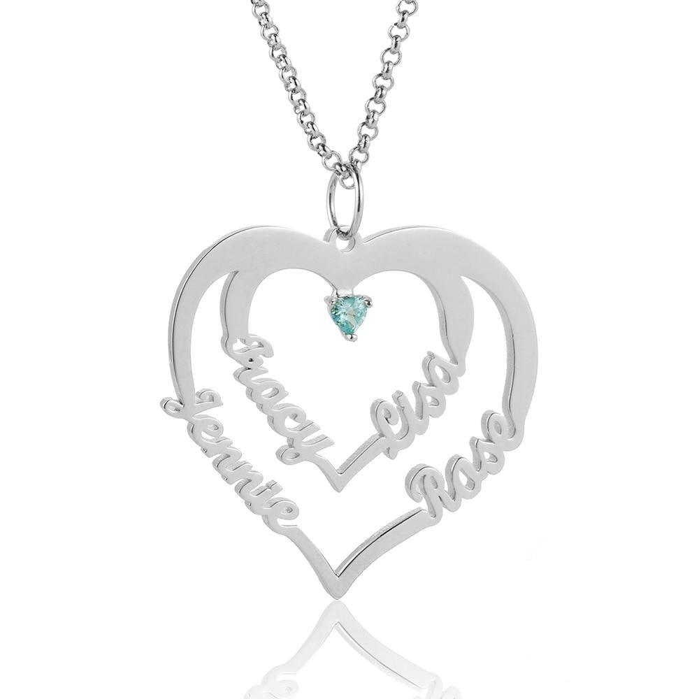 Sterling Silver Heart Nameplate Necklace for Women Accessories for Women - Personalized Jewel