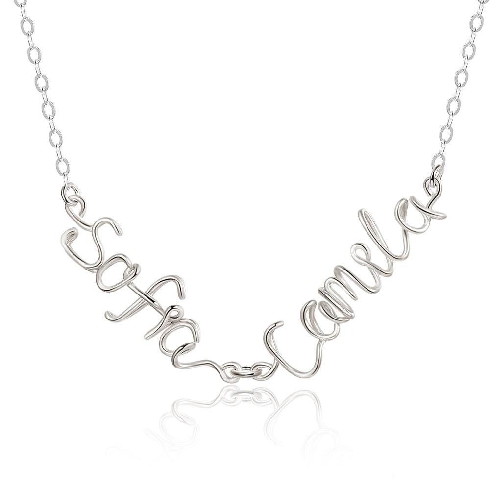Sterling Silver Jewellery for Women- Personalized Jewellery for Women- Wire Necklace with Custom Names- Customized Jewellery for Girls - Personalized Jewel