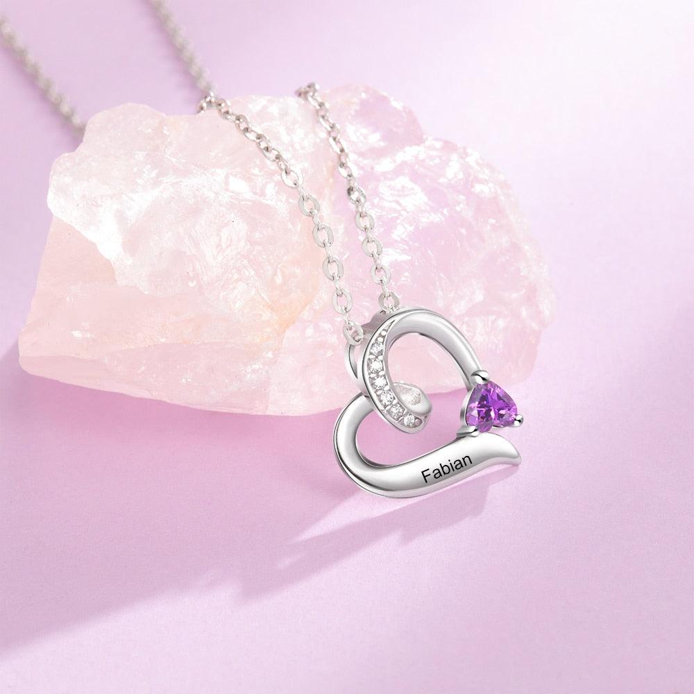 Sterling Silver Jewelry for Women - Heart Pendant Necklace for Women - Birthstone Engraved Accessories for Girls - Customized Jewelry for Girls - Personalized Jewel