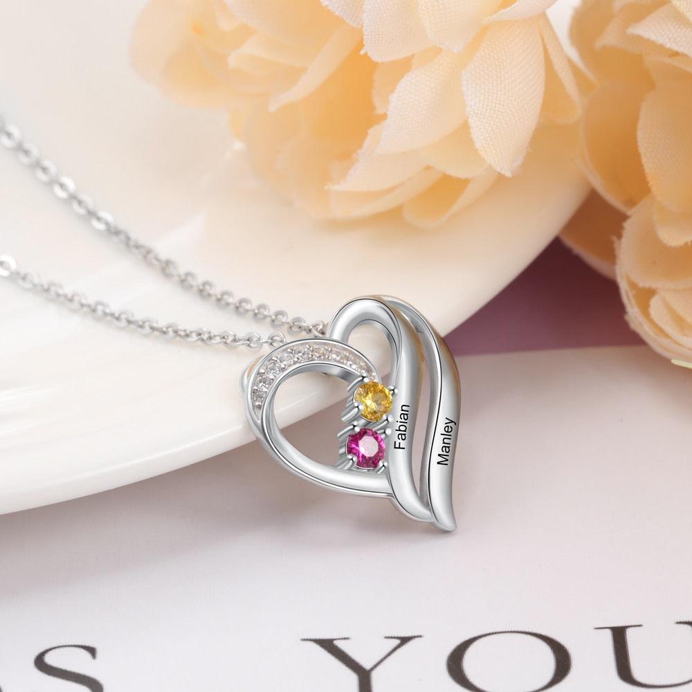 Sterling Silver Jewelry for Women Heart Shaped Pendant - Personalized Jewel
