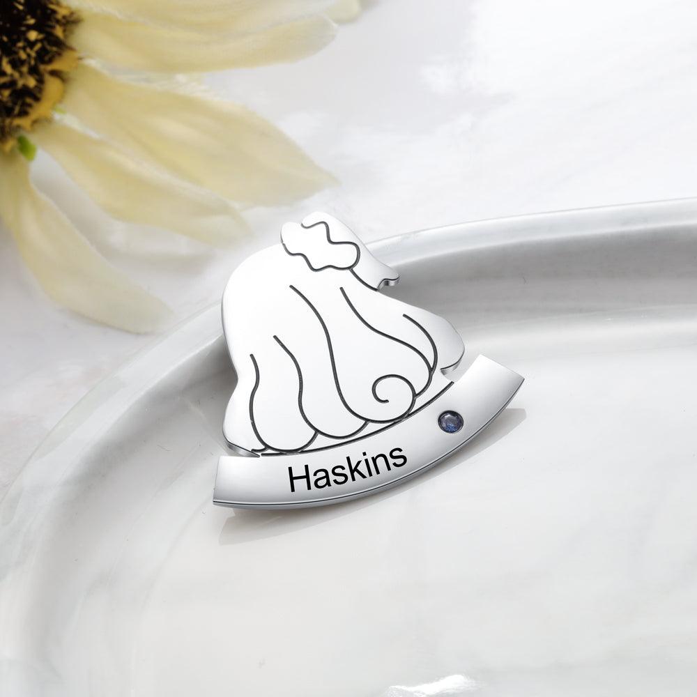 Sterling Silver Preteen Girl Pin- Personalized Birthstone and Name Engraving Broach for Girls - Personalized Jewel