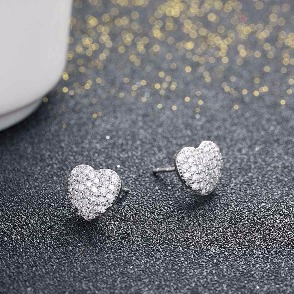 Sterling Silver Stud Earrings for Women- Zirconia Earrings for Women- Wedding Jewelry for Women- Elegant Shaped Earrings for Women - Personalized Jewel