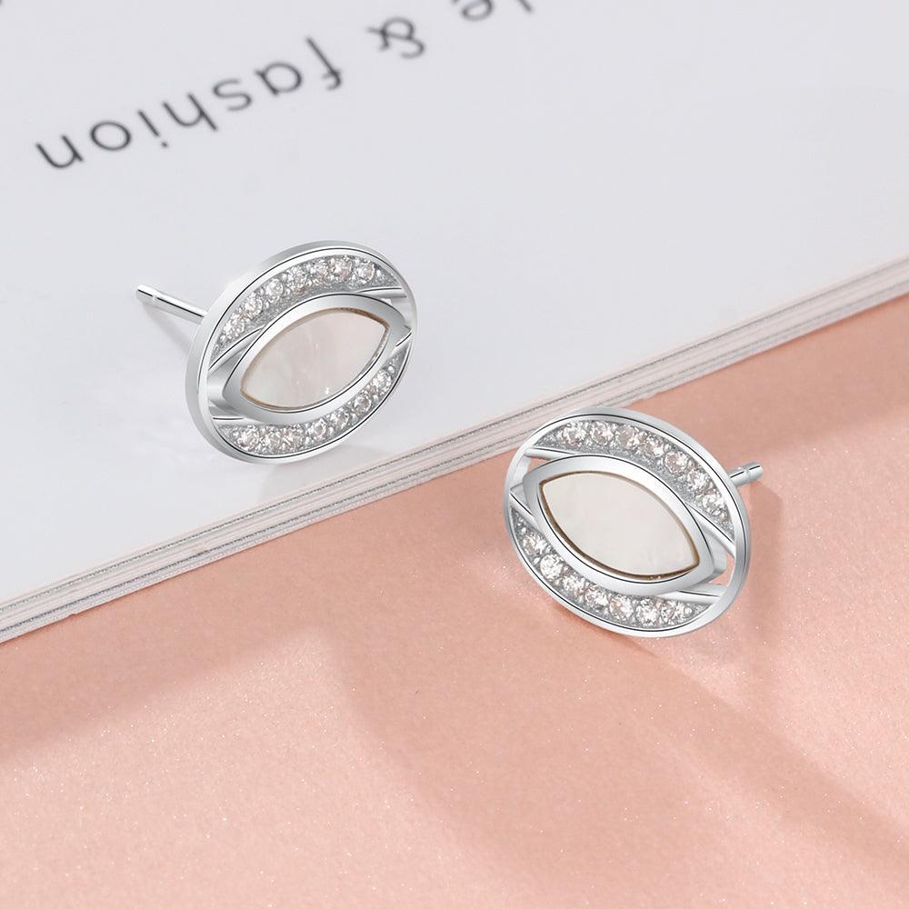 Trendy 925 Silver Stud Pearl Oyster Earrings, Oval-shaped Earrings, Chic Jewelry Gift for Women - Personalized Jewel