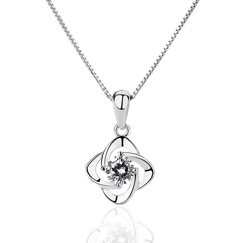 Trendy 925 Sterling Silver Women Necklace with Fashionable Flower Shape Pendant, Gift for Best Friend - Personalized Jewel