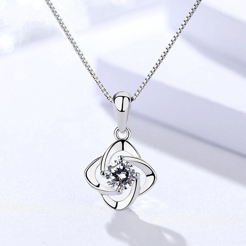 Trendy 925 Sterling Silver Women Necklace with Fashionable Flower Shape Pendant, Gift for Best Friend - Personalized Jewel