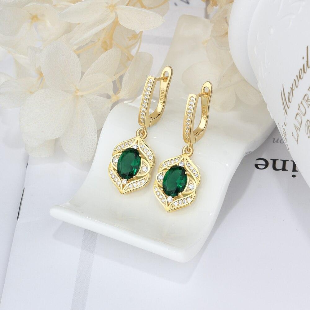 Trendy Green Cubic Zirconia Dangle Drop Earrings. Classic Jewelry for Women - Personalized Jewel