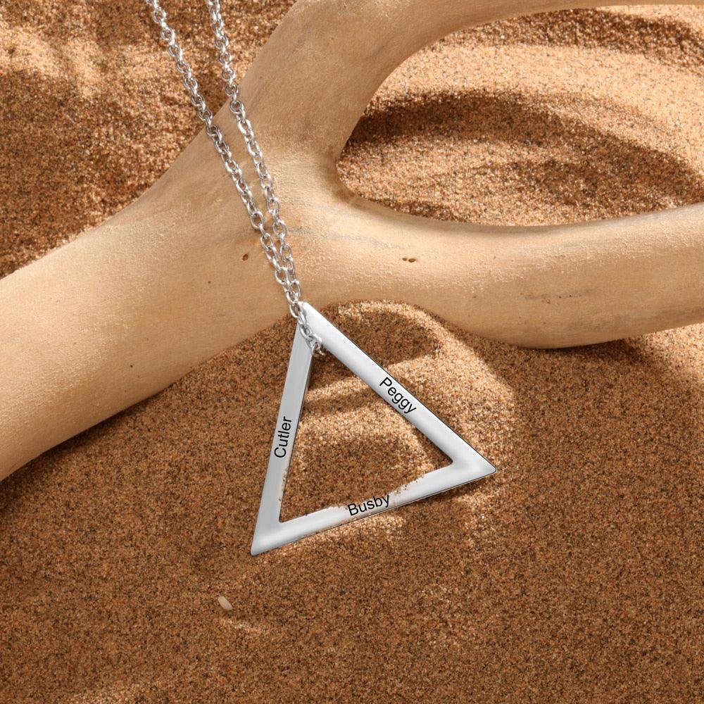 Triangle Jewellery of Power, 3- name Engraved Jewellery, Stainless-Steel Jewellery for Women, Trendy Necklace for Women - Personalized Jewel