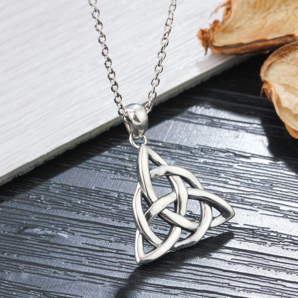 Vintage 925 Sterling Silver Necklace For Women With Triquetra Trinity Knot Pendant - Personalized Jewel