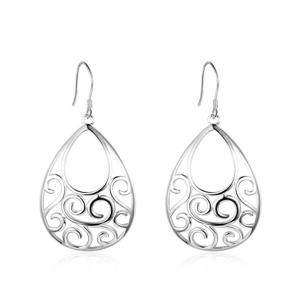 Water Drop Hook Earrings - 925 Sterling Silver Earring - Water Shape Design For Women - Geometric Drop Hoop Earring - Personalized Jewel