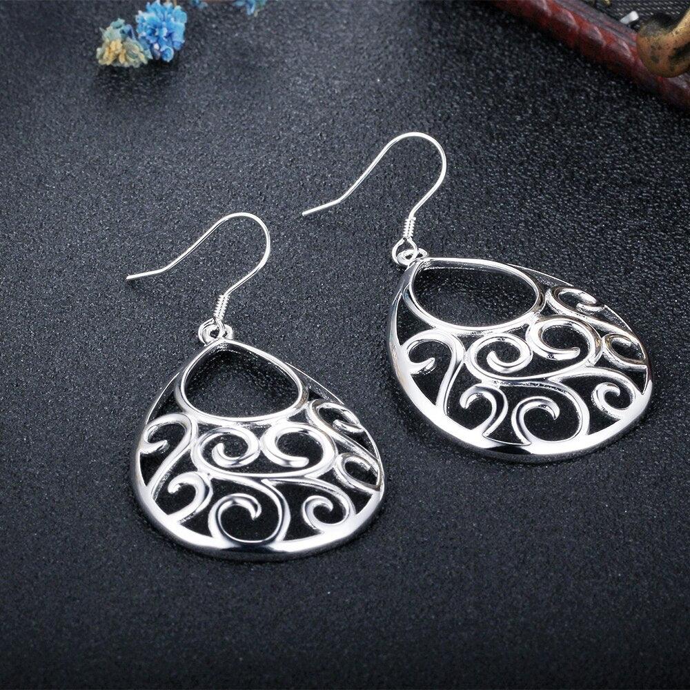 Water Drop Hook Earrings - 925 Sterling Silver Earring - Water Shape Design For Women - Geometric Drop Hoop Earring - Personalized Jewel