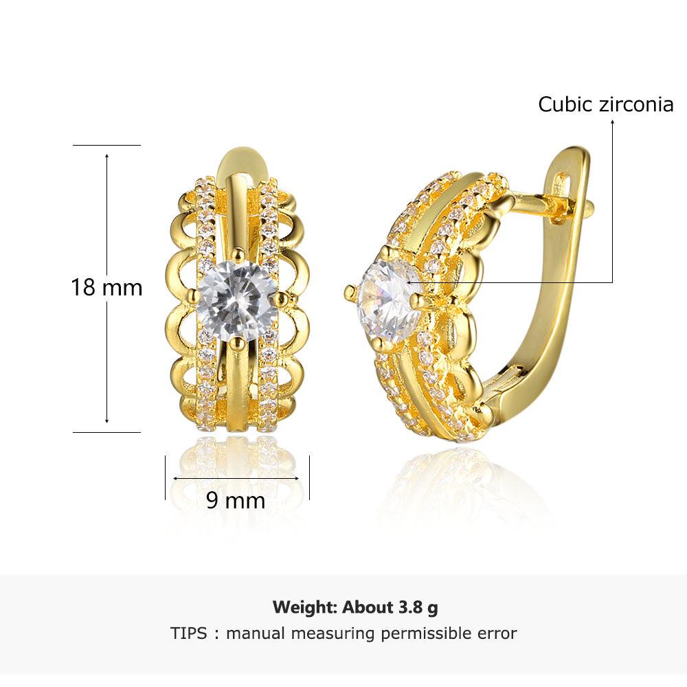 White Cubic Zirconia Gold Color Hoop Earring Fashion Party Jewelry Earrings For Women Gift For Her - Personalized Jewel