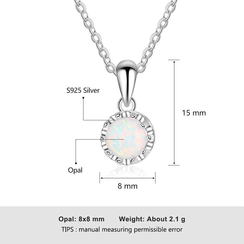 White Opal Flower Pendant Silver Necklace - Personalized Jewel