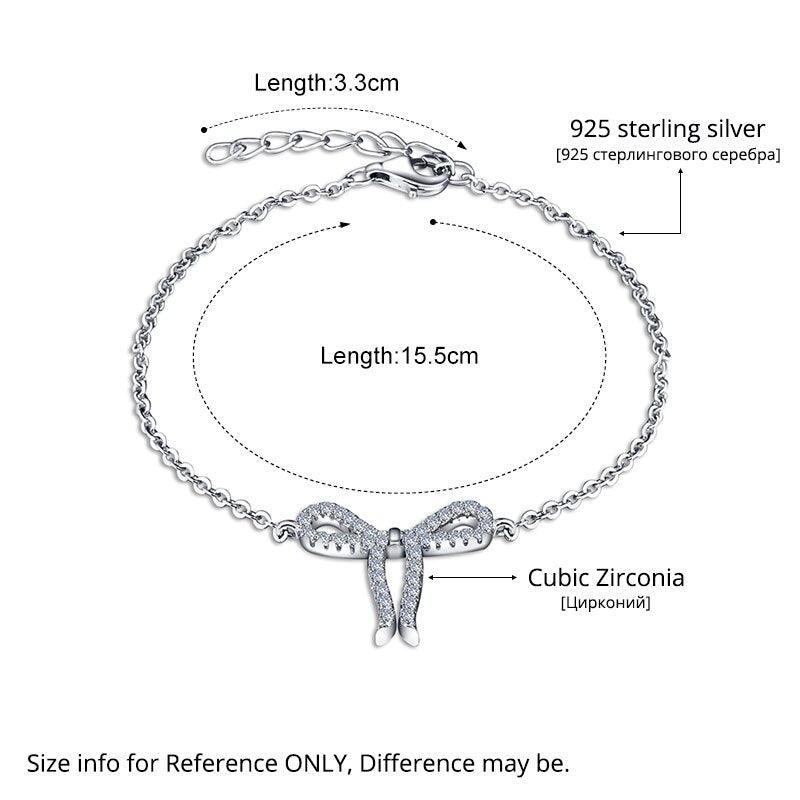 Women 925 Sterling Silver Cubic Zirconia Bowknot Bracelet, Jewelry Accessories for Women - Personalized Jewel