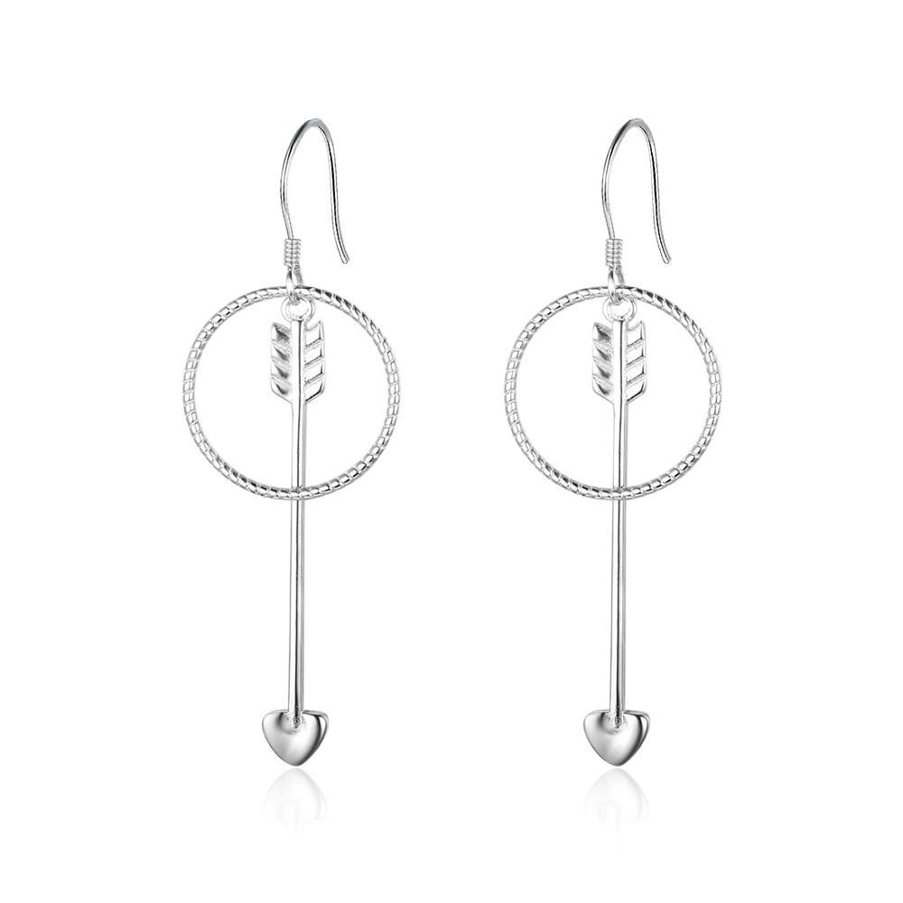 Women’s 925 Sterling Silver Drop Earrings, Arrow Shape with Big Circle, Female Jewelry for Party - Personalized Jewel