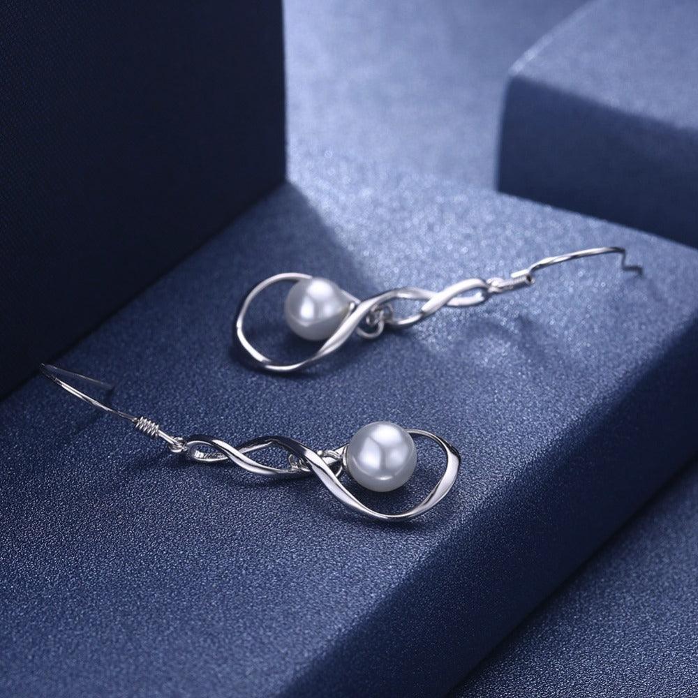 Women’s 925 Sterling Silver Drop Earrings with Pearl, Hypoallergenic, Valentine’s Day Gift for Ladies - Personalized Jewel