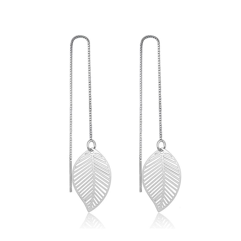 Women’s 925 Sterling Silver Leaves Drop Earrings with Tassels Pendant, Unique Jewelry Gift - Personalized Jewel