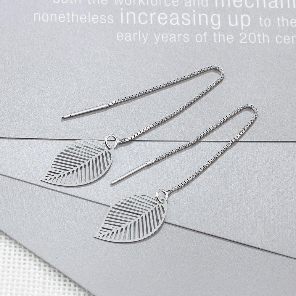 Women’s 925 Sterling Silver Leaves Drop Earrings with Tassels Pendant, Unique Jewelry Gift - Personalized Jewel