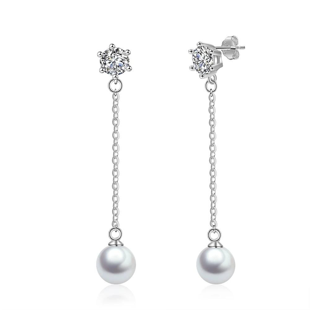 Women’s 925 Sterling Silver Long Tassel Pearl Drop Earrings, Jewelry Gift for Her - Personalized Jewel