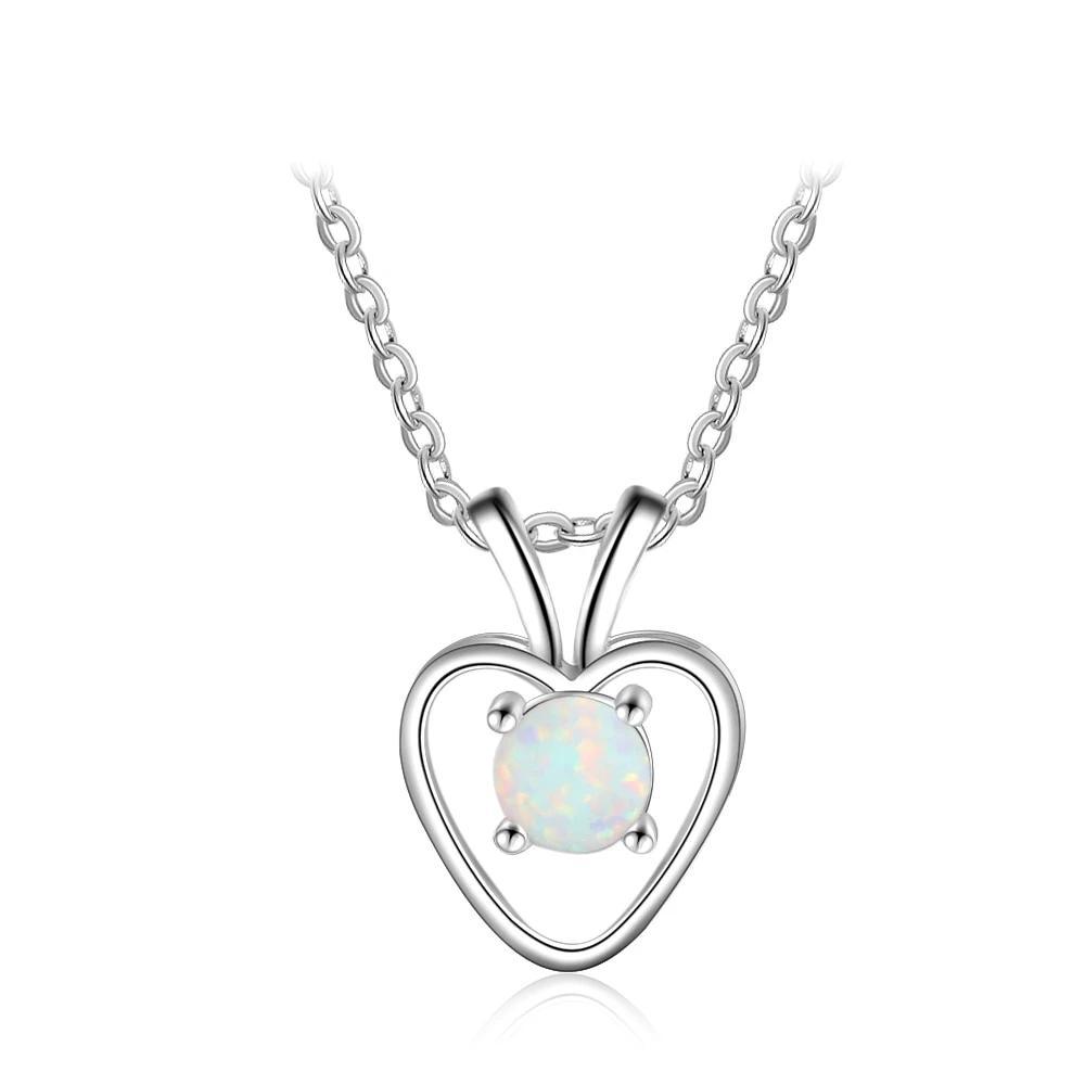 Women’s 925 Sterling Silver Necklace with Apple Shape Opal Stone Pendant, Trendy Party Jewelry Gift for Her - Personalized Jewel