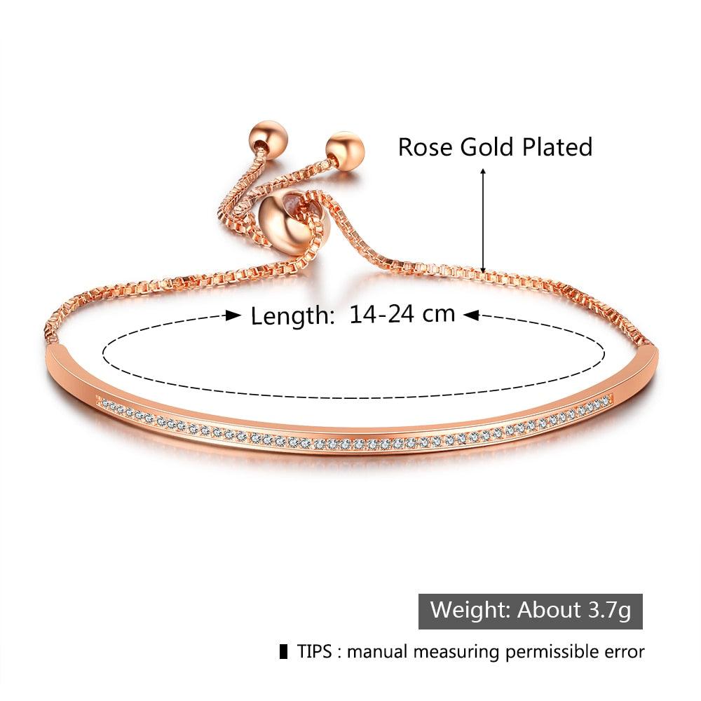 Women’s Bangle with Cubic Zirconia, Rose Gold Color, Bracelets for Party - Personalized Jewel