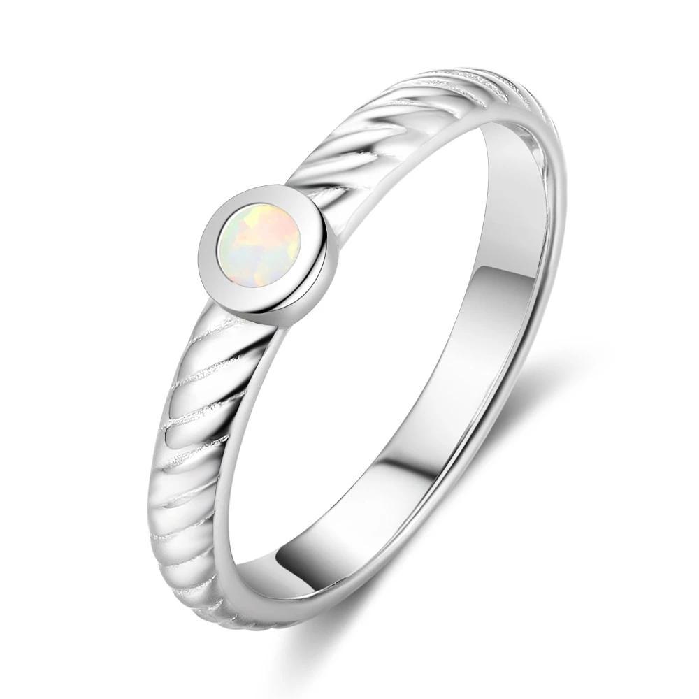 Women Solid Engagement Ring - Classy Opal Stoned 925 Sterling Silver Ring Ornaments - Personalized Jewel